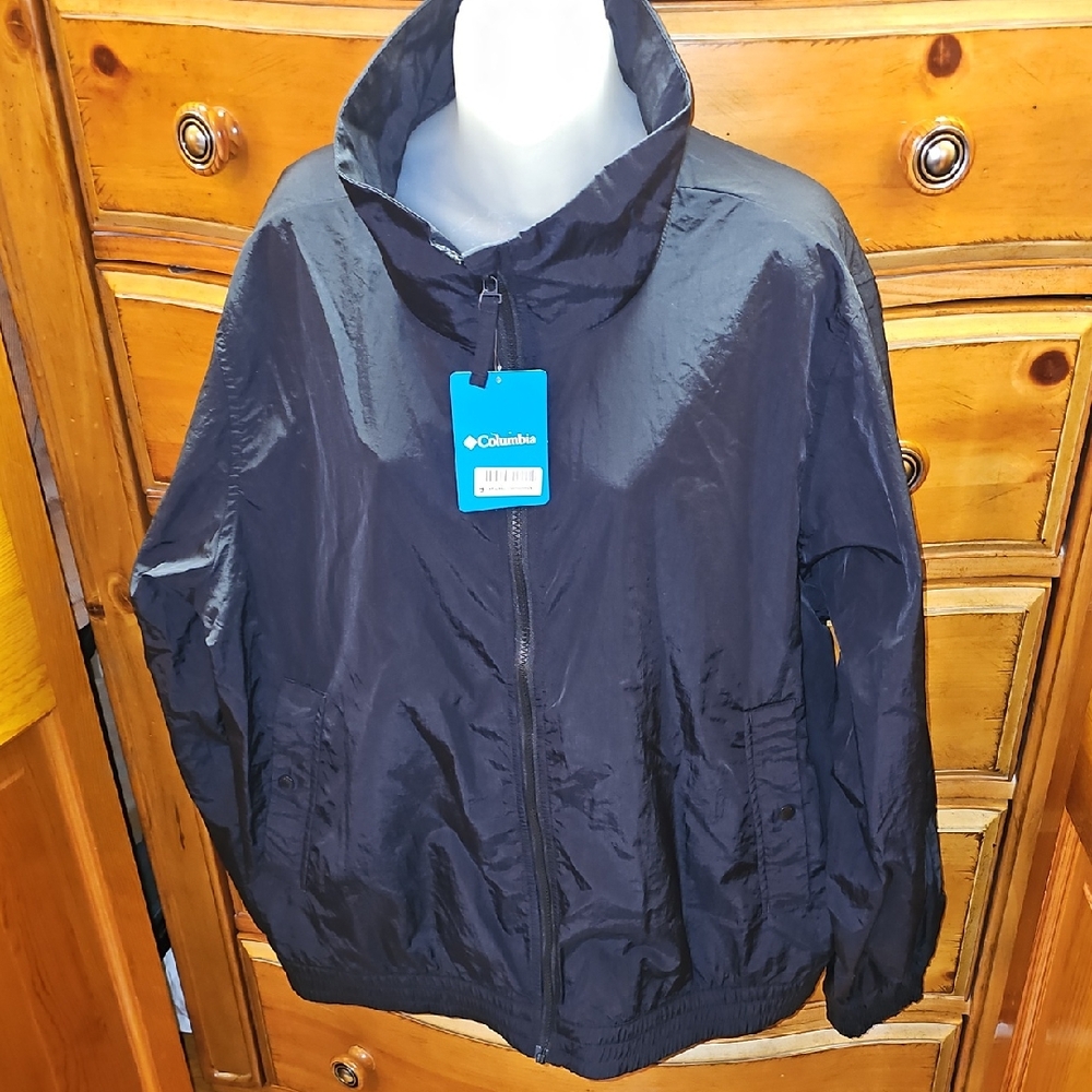 Columbia Black Windbreaker Jacket Water-Resistant Sporty
